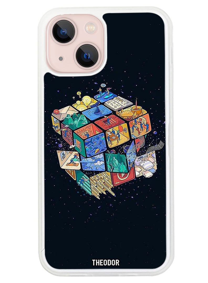 Theodor Protective Case Cover For APPLE IPHONE 14 Cube (White Bumper) - Image 1