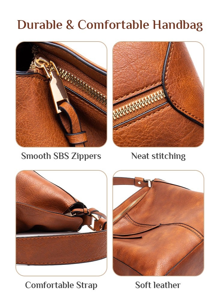 فورثكان حقائب هوبو للنساء – حقيبة دلو جلد صناعي PU مع حزام كتف طويل قابل للفصل، حقيبة يد عصرية للعمل والسفر - Image 5