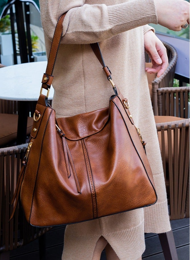 Forthcan Hobo Bags for Women-PU Faux Leather Crossbody Shoulder Bucket Purse with Detachable Long Strap, Trendy Handbag for Work & Travel - Image 4