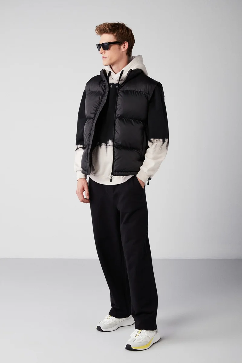 جريميلانج Lennon Men's Puffer Vest Thick Puffy Water Repellent Recycle Polyester Filling Zippered Black Vest