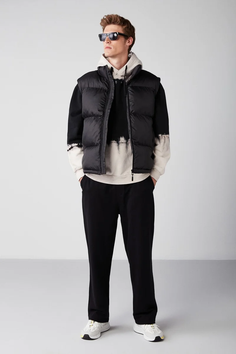 جريميلانج Lennon Men's Puffer Vest Thick Puffy Water Repellent Recycle Polyester Filling Zippered Black Vest