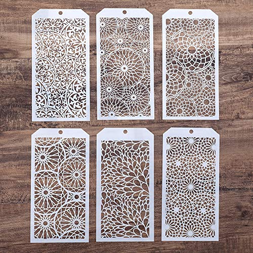SLGIFT DIY Decorative Stencil Template for Scrapbooking Painting on Wall Furniture CraftsSet of 6 Mandala