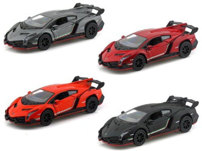 KiNSMART Lamborghini Veneno 1:36 Scale 5 Inch Die Cast Metal Model Toy Super Car (-SetOf4)