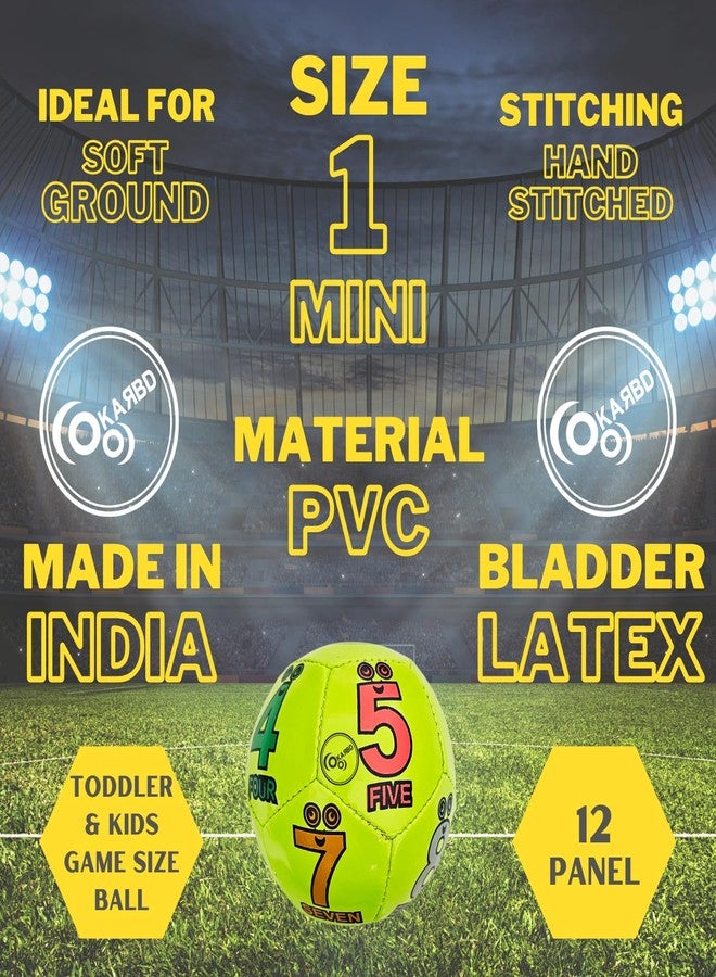 KARBD مجموعة كاربد كومبو من كرتين لكرة القدم مع مضخة هواء ودبوس إبرة - كرة مكونة من 12 لوحة للعشب والأرضيات الناعمة، مصنوعة من مادة PVC، مناسبة للأطفال الصغار من عمر 1-2-3 سنوات، حجم لعب صغير 1، أرقام خضراء وحيوانات حمراء تعليمية - Image 3