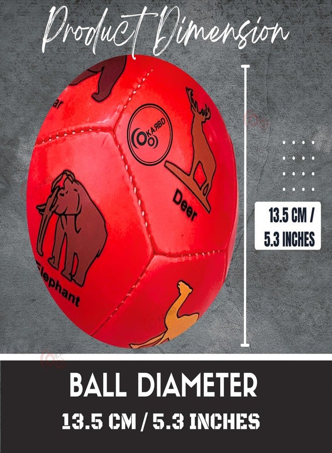 KARBD مجموعة كاربد كومبو من كرتين لكرة القدم مع مضخة هواء ودبوس إبرة - كرة مكونة من 12 لوحة للعشب والأرضيات الناعمة، مصنوعة من مادة PVC، مناسبة للأطفال الصغار من عمر 1-2-3 سنوات، حجم لعب صغير 1، أرقام خضراء وحيوانات حمراء تعليمية - Image 4