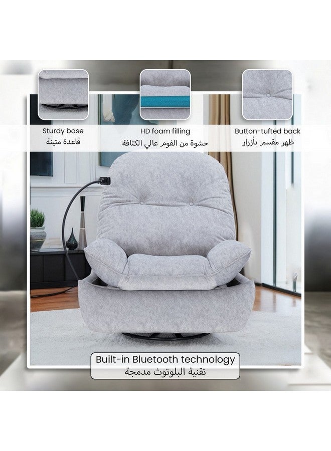Micasa Elegant And Modern Design Armless Sofa Chair With Bluetooth Speaker Grey 108 X 104 X 101 Cm 7600 Grey - Image 5