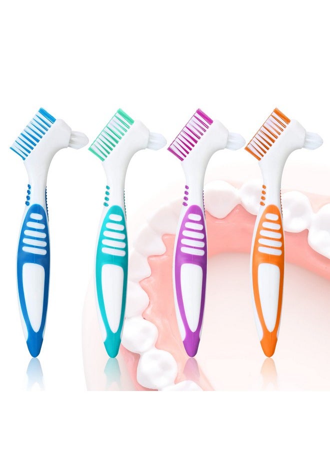 Bvcewilty - Bvcewilty Denture Brush 4PCS Denture Toothbrushes，Cleaning Brush Double Sided Toothbrush with Multi-Layered Bristles and Rubber Anti-Slip Handle - for Denture Cleaning Care (Green,Purple,Blue,Orange) - Image 1