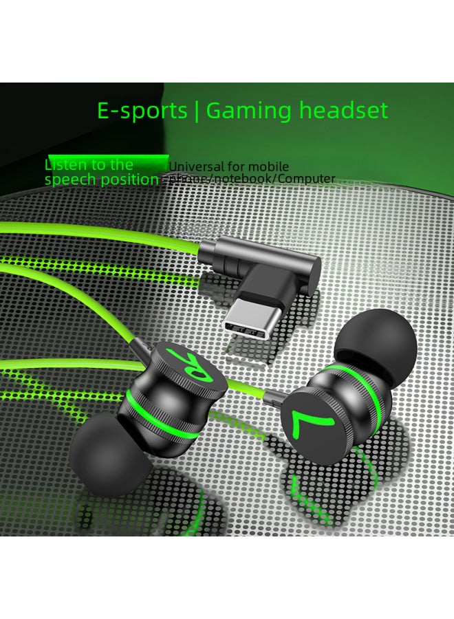 Neutral Metal Magnetic Cable Type-c Headset In-ear Subwoofer Mobile Phone Wire-controlled Tone E-sports Game Headset - Image 2