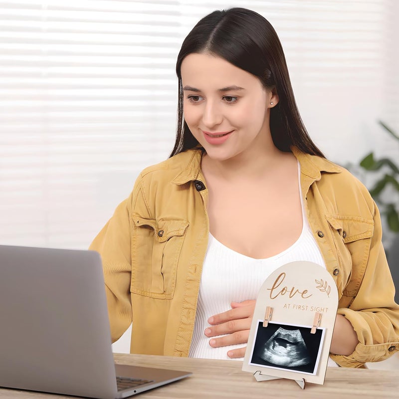 Wooden Sonogram Picture Frame Keepsake Display 15x10x2.5cm Boxwood with Stand and Clip Nursery Decor Gift for Newborn Photos - Image 4