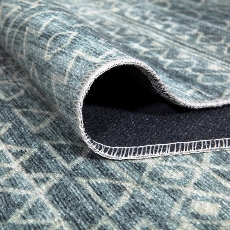 Bloom Rugs Bloom Rugs Caria قابلة للانزلاق غير قابلة للانزلاق 10 قدم - Teal/Ivory الهندسية العداء لحمام مدخل المدخل والمطبخ - الحجم الدقيق: 2'6 "" x 10 '  - Image 3