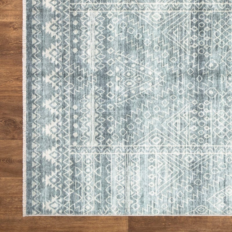 Bloom Rugs Bloom Rugs Caria قابلة للانزلاق غير قابلة للانزلاق 10 قدم - Teal/Ivory الهندسية العداء لحمام مدخل المدخل والمطبخ - الحجم الدقيق: 2'6 "" x 10 '  - Image 4