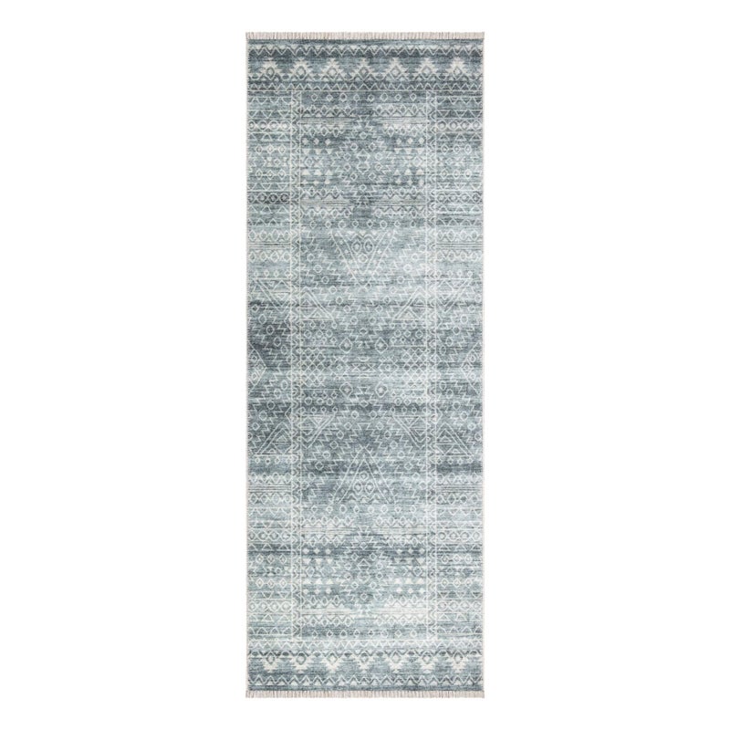 Bloom Rugs Bloom Rugs Caria قابلة للانزلاق غير قابلة للانزلاق 10 قدم - Teal/Ivory الهندسية العداء لحمام مدخل المدخل والمطبخ - الحجم الدقيق: 2'6 "" x 10 '  - Image 2