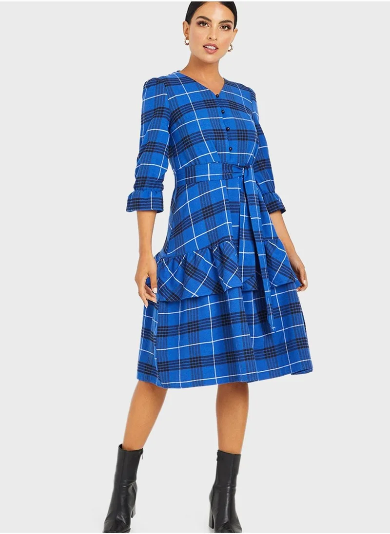 Styli Checked Knitted Dress