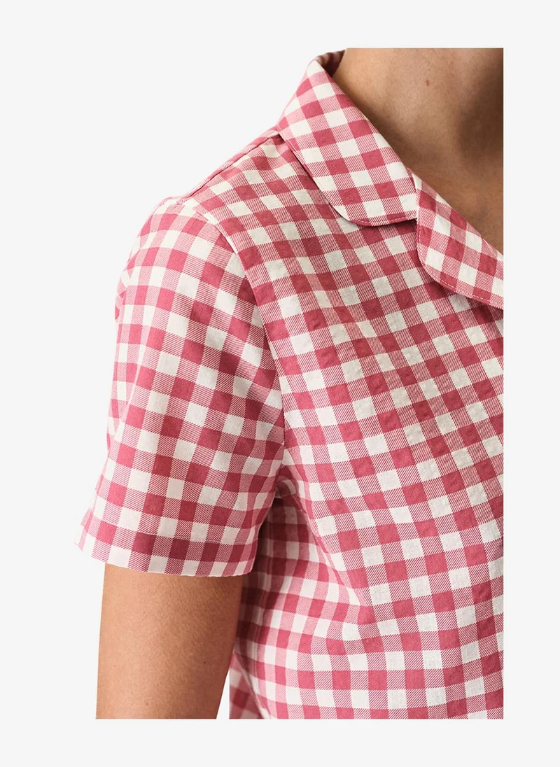 بنتي Women Pink Gingham Short Sleeve Shirt Shorts Rose Set