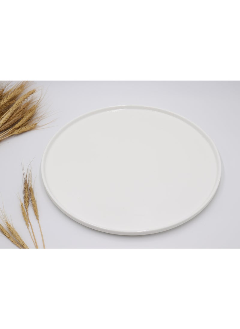 AJ - White ceramic - 14" Pizza Plate - Image 1