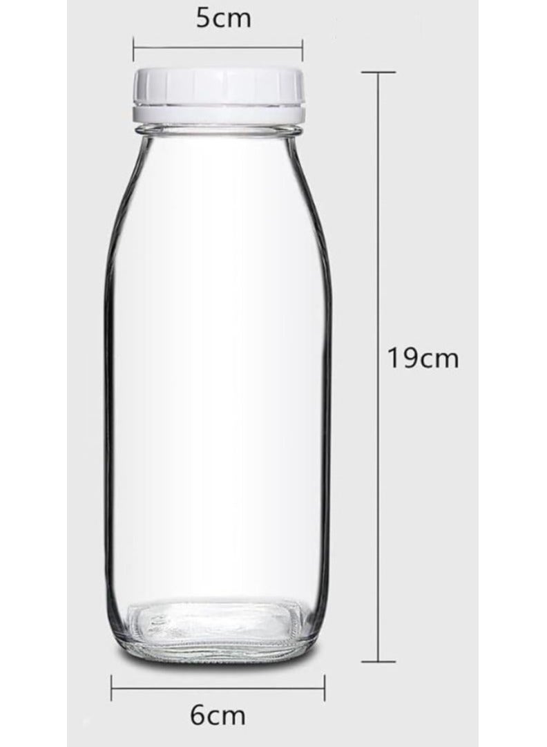 FUFU 6Pcs 16oz Glass Milk Bottle with Plastic Tamper-proof Caps  Vintage Reusable Dairy Drinking Containers, Milk, Juice,Yogurt, Smoothies  - Image 2