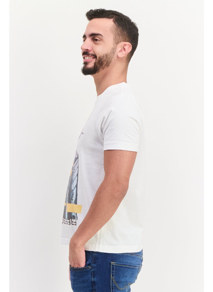 Free Soul Men Crew Neck Short Sleeve Graphic Print Troon T-Shirt, White  - Image 2