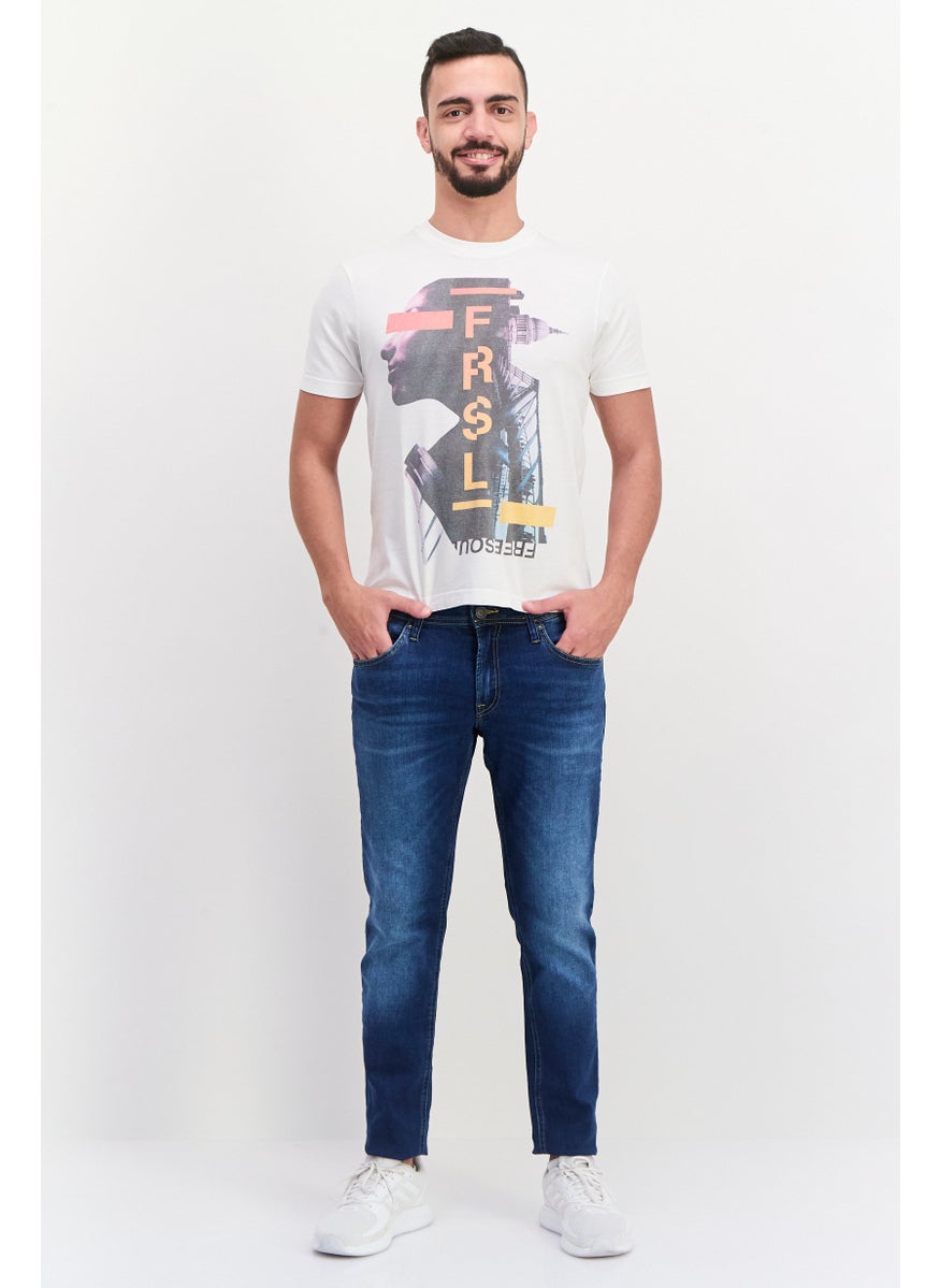 Free Soul Men Crew Neck Short Sleeve Graphic Print Troon T-Shirt, White  - Image 3