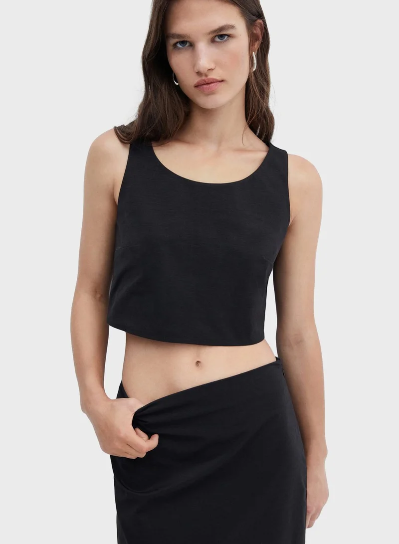 MANGO Scoop Neck Crop Top