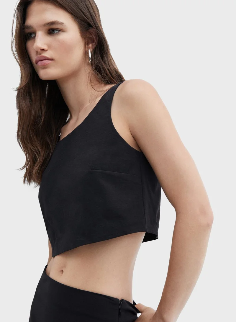 MANGO Scoop Neck Crop Top