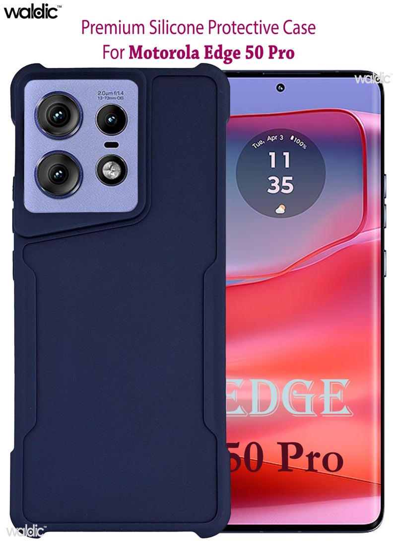 Waldic Motorola Edge 50 Pro Premium Case | Premium Silicone  Case Cover Designed for Motorola Edge 50 Pro | Motorola Edge 50 Pro Case Camera and Drop Protection Thin Protective Back Cover Case for Motorola Edge 50 Pro - Blue - Image 1