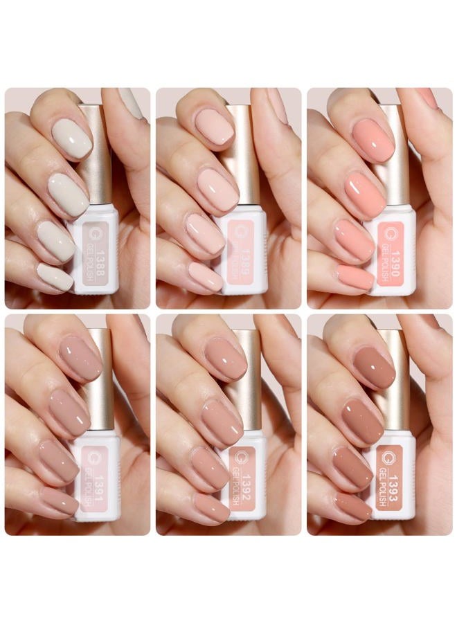 GAOY Nude Pink Gel Nail Polish Set, 6 Neutral Colors Beige Skin Tone Soak Off UV Light Cure Gel Polish Kit for Salon and Nail Art DIY at Home - Image 2