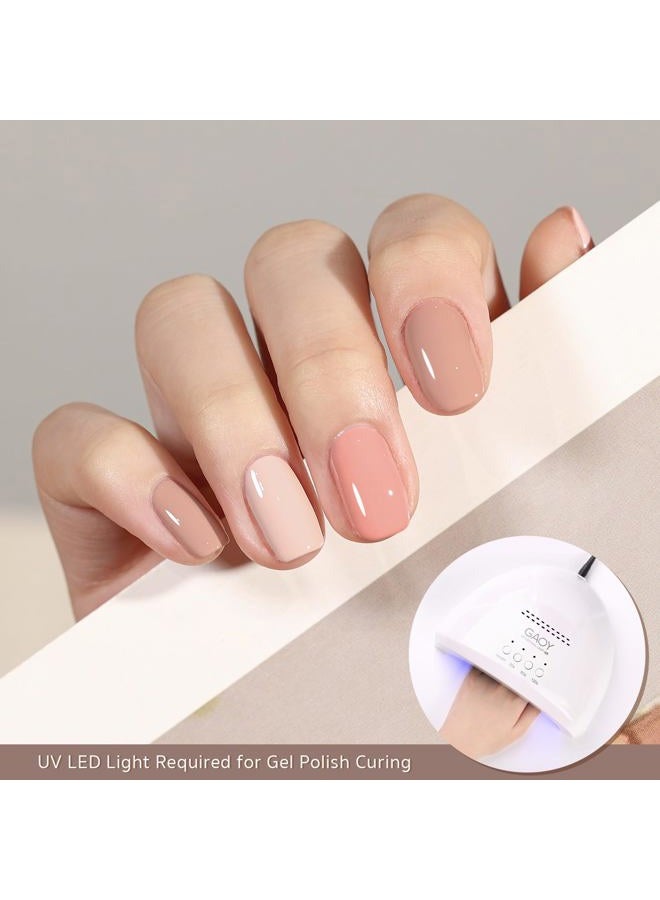 GAOY Nude Pink Gel Nail Polish Set, 6 Neutral Colors Beige Skin Tone Soak Off UV Light Cure Gel Polish Kit for Salon and Nail Art DIY at Home - Image 3