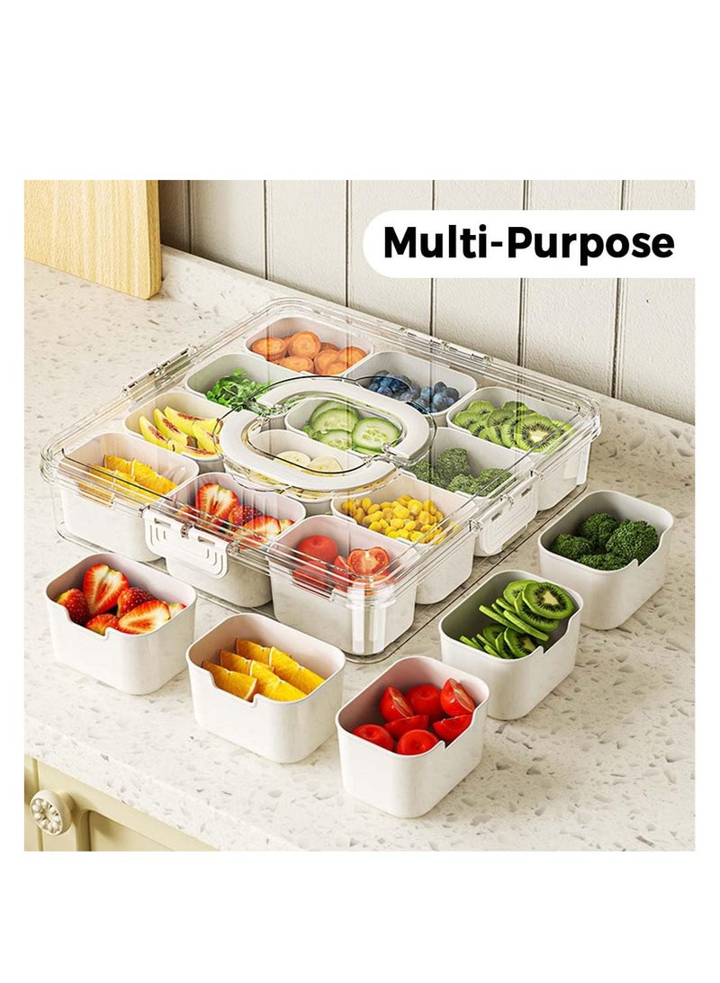 XiuWoo Box Charcuterie Container Portable Snack Platters, 12 Compartment Divided Serving Tray with Lid and Handle Veggie Organizer Fruit Tray, Perfect for Party, Travel & Picnics  - Image 2