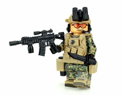 Battle Brick 16 Inches Tall Marine Force Recon MARPAT Custom Minifigure Collectible Genuine Military Minifig Accessories Made in the USA Printed Camo Great Gift for Ages 10 to Adult AFOL - Image 1