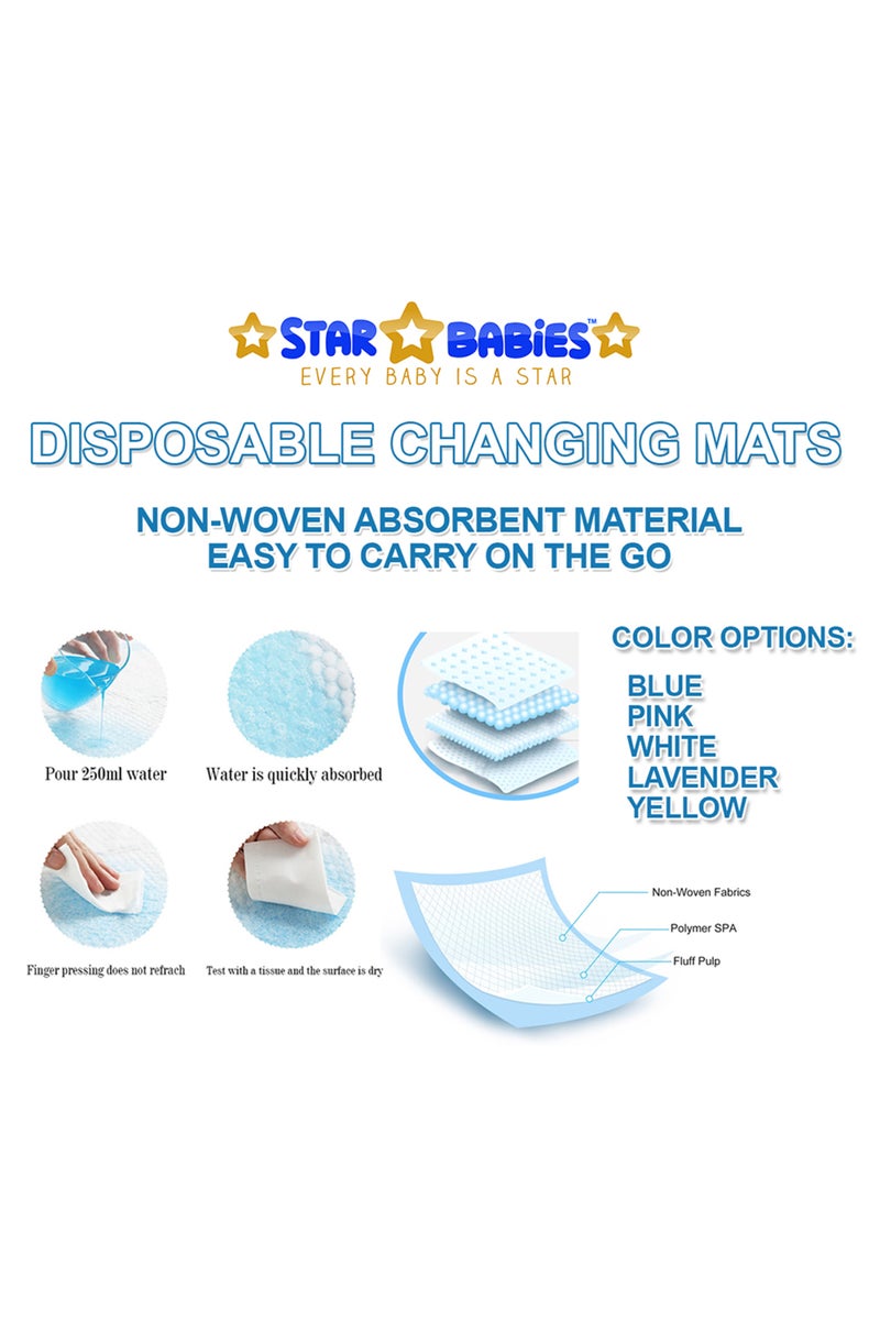 Star Babies Disposable Changing mat Large (45 x 60cm) Pack of 30 - Pink - Image 4