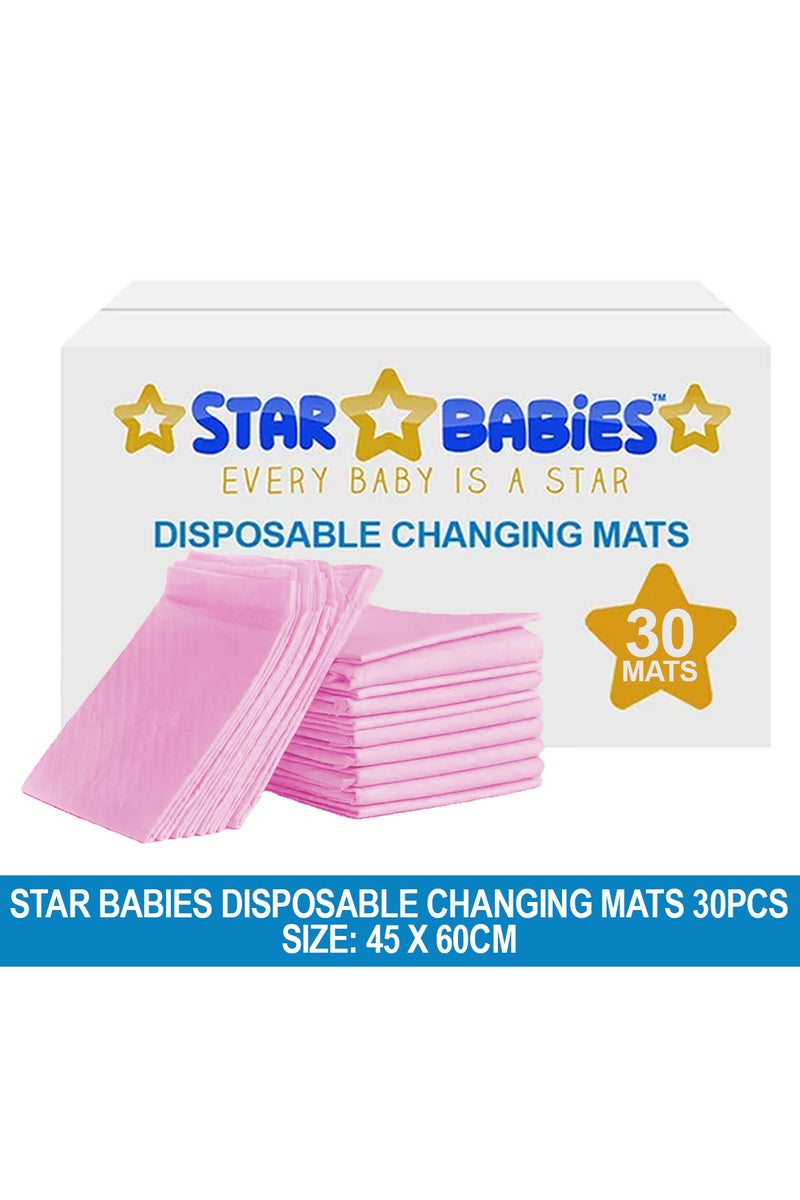 Star Babies Disposable Changing mat Large (45 x 60cm) Pack of 30 - Pink - Image 2