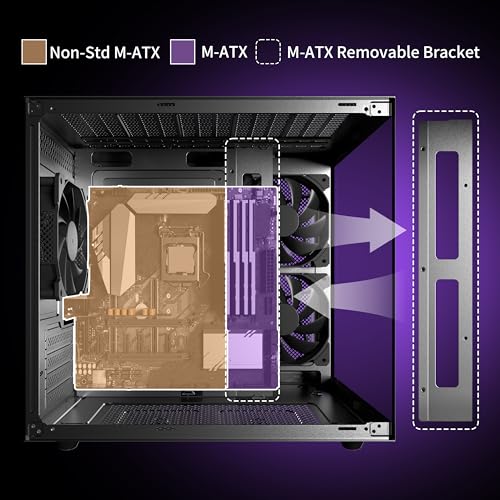 MOROVOL MATX PC Case270 Panoramic Tempered Glass Panel Gaming PC Case3 Fans PreInstalled MicroATX Computer CaseUSB 30BlackV3 - Image 3