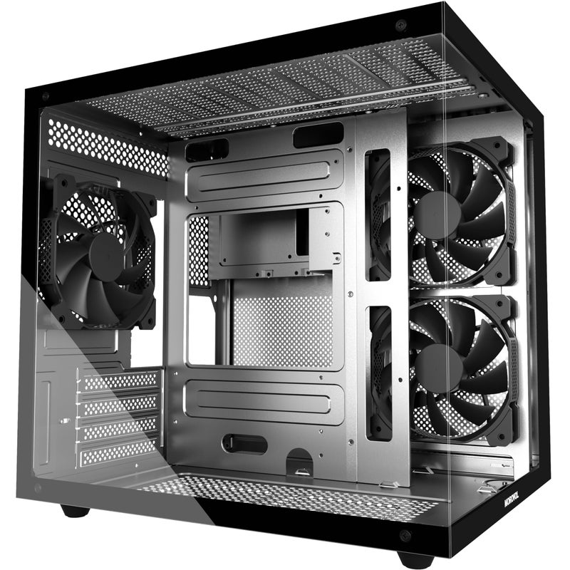 MOROVOL MATX PC Case270 Panoramic Tempered Glass Panel Gaming PC Case3 Fans PreInstalled MicroATX Computer CaseUSB 30BlackV3 - Image 2