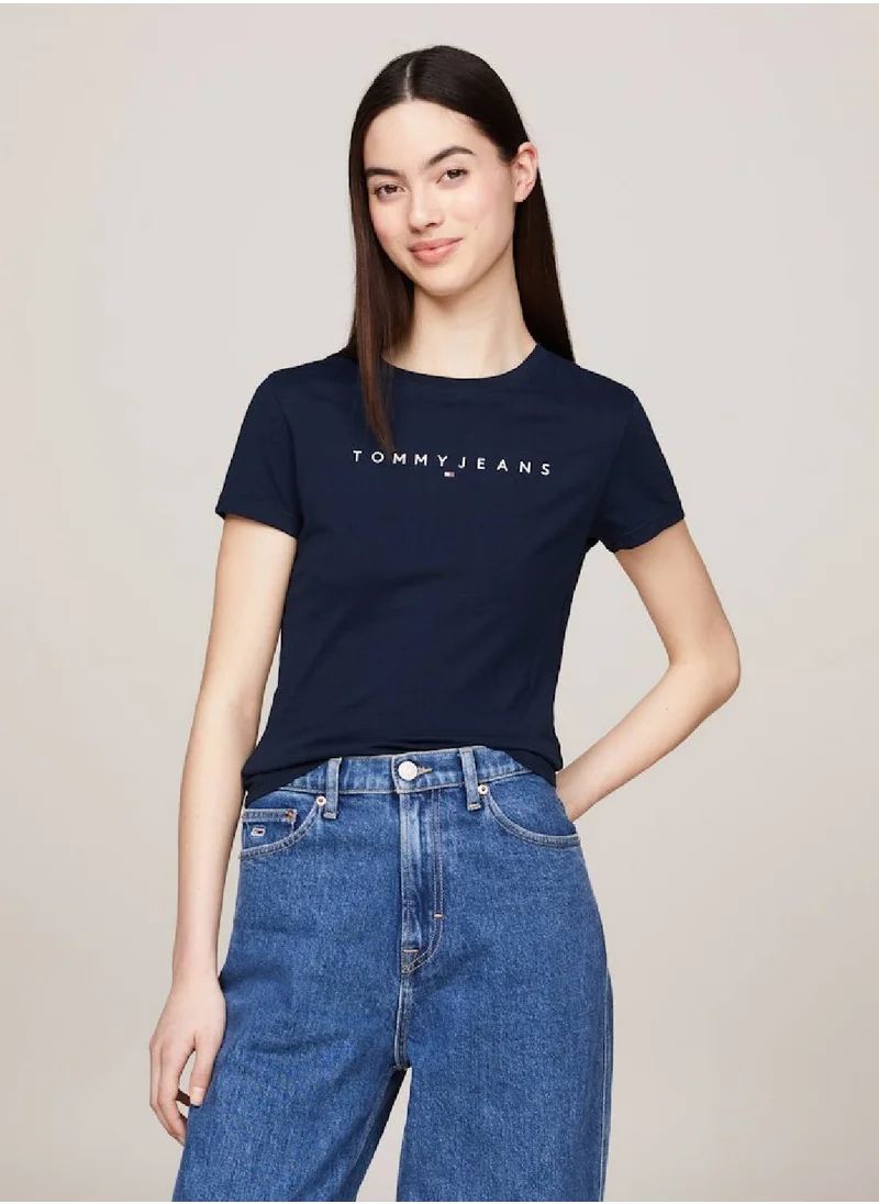 TOMMY JEANS Women's Logo Slim Fit T-Shirt -  Pure cotton, Blue