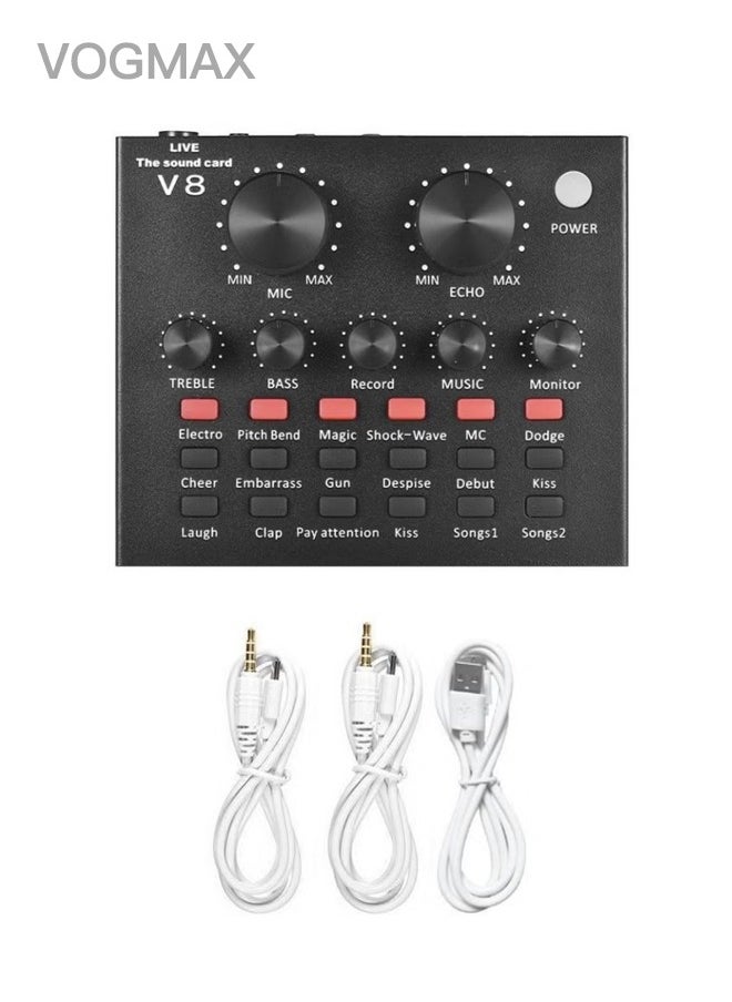 VOGMAX V8 Sound Card Live Sound Card, Voice changer device for PS4/Phone/iPad/Computer,Sound Card with Multiple Funny Sound Effect,  - Image 1