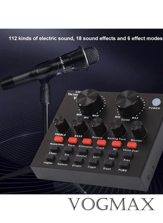 فوغماكس - بطاقة الصوت V8 Live Sound Card، جهاز تغيير الصوت لجهاز PS4/الهاتف/iPad/الكمبيوتر، بطاقة صوت مع تأثيرات صوتية مضحكة متعددة، - Image 1