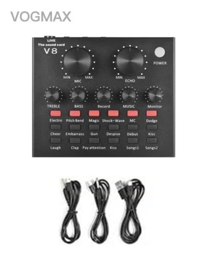 VOGMAX V8 Sound Card Live Sound Card, Voice changer device for PS4/Phone/iPad/Computer,Sound Card with Multiple Funny Sound Effect, - Image 1