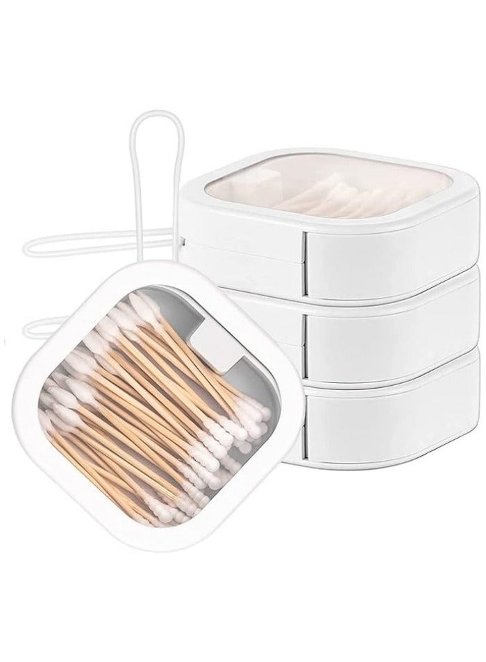 4 Pcs Hair Tie Organizer, Portable Hair Tie Containers Storage Box Small Stackable Hair Ties Qtip Travel Holder Cotton Swab Dispenser Hair Accessories Organizer for Girls  - Image 1