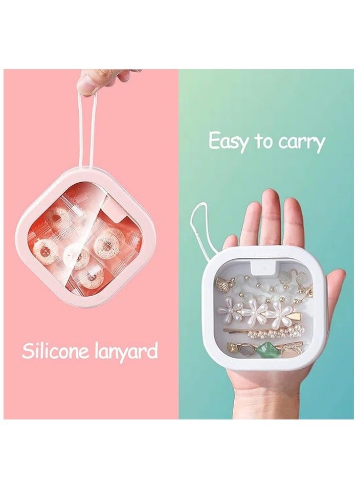 4 Pcs Hair Tie Organizer, Portable Hair Tie Containers Storage Box Small Stackable Hair Ties Qtip Travel Holder Cotton Swab Dispenser Hair Accessories Organizer for Girls  - Image 3
