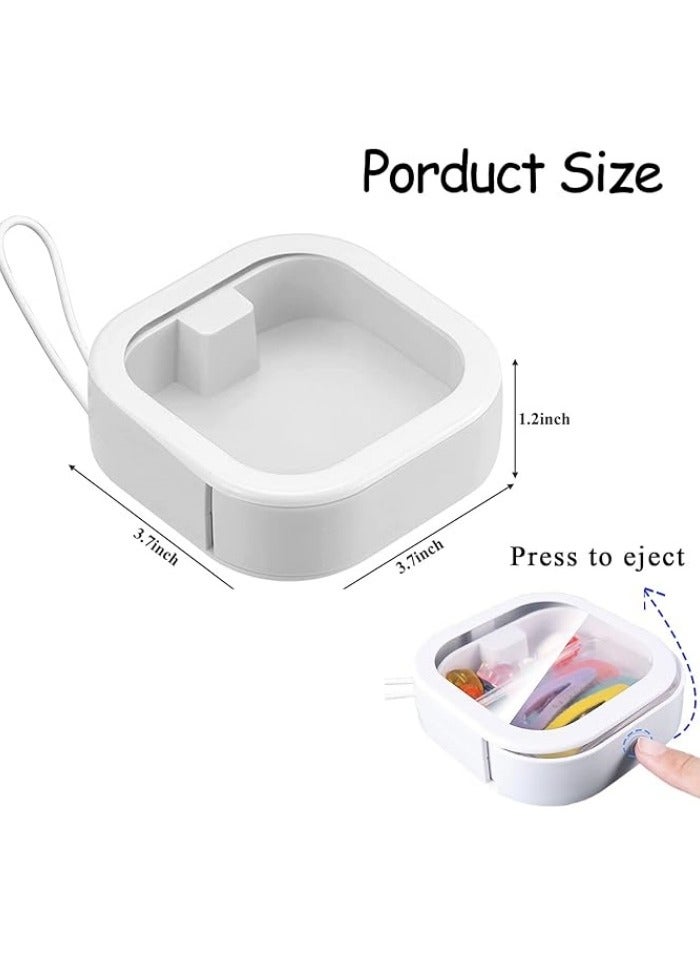 4 Pcs Hair Tie Organizer, Portable Hair Tie Containers Storage Box Small Stackable Hair Ties Qtip Travel Holder Cotton Swab Dispenser Hair Accessories Organizer for Girls  - Image 5