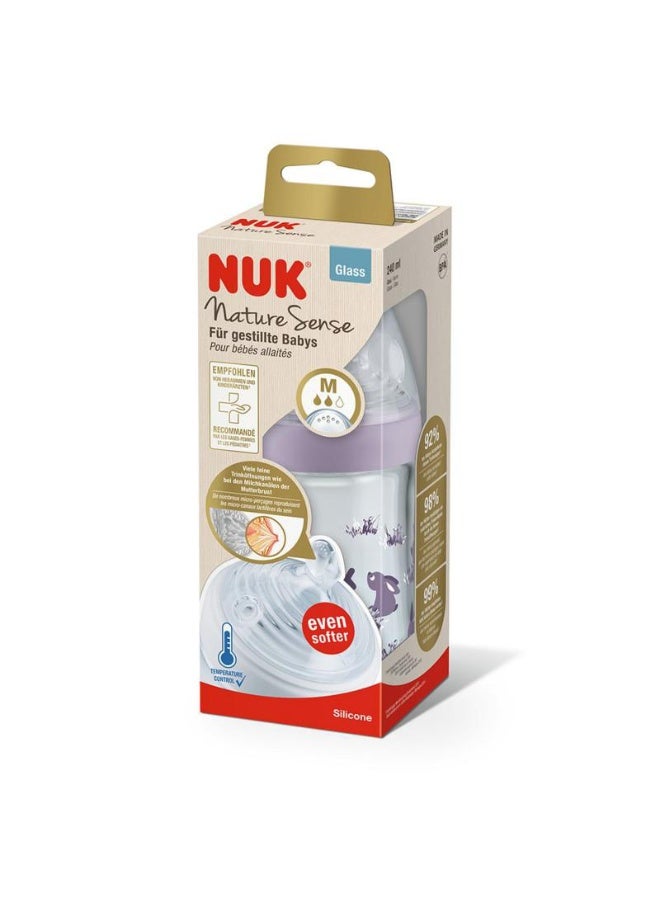 نوك رضّاعة زجاجية أطفال ناتشر سينس، من عمر 0 ​​إلى 6 أشهر، مزودة بخاصية التحكم في درجة الحرارة، سعة 240 مل، مقاس وسط - Image 2