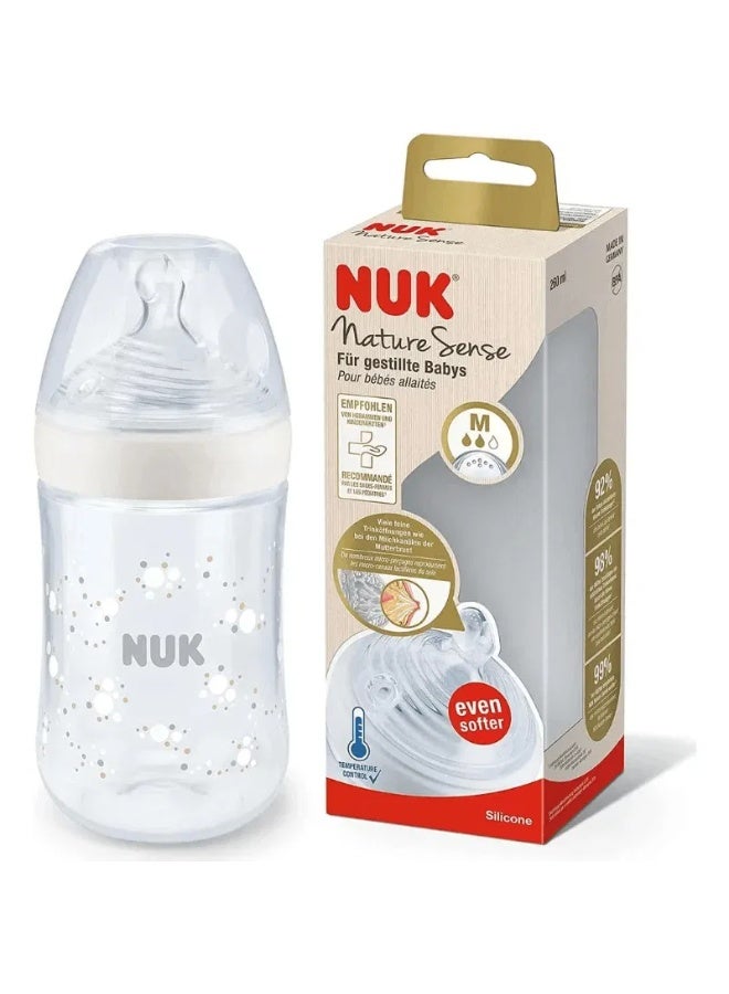 نوك رضّاعة زجاجية أطفال ناتشر سينس، من عمر 0 ​​إلى 6 أشهر، مزودة بخاصية التحكم في درجة الحرارة، سعة 240 مل، مقاس وسط - Image 1