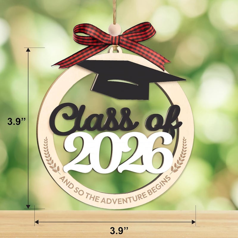 Sensemory Graduation Ornaments Class of 2026, Wooden Graduation Keepsake for College or High School Celebration, Class of 2025 Ornament Gifts Decoration (2026) - Image 3