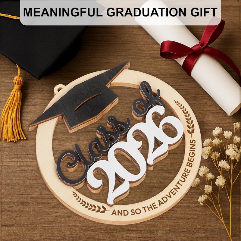 Sensemory Graduation Ornaments Class of 2026, Wooden Graduation Keepsake for College or High School Celebration, Class of 2025 Ornament Gifts Decoration (2026) - Image 4