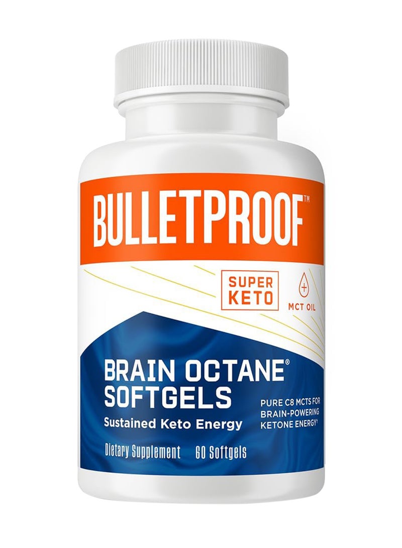 بوليت بروف كبسولات Brain Octane الهلامية، زيت C8 MCT النقي للطاقة المستدامة، 60 كبسولة هلامية، 30 حصة - Image 1