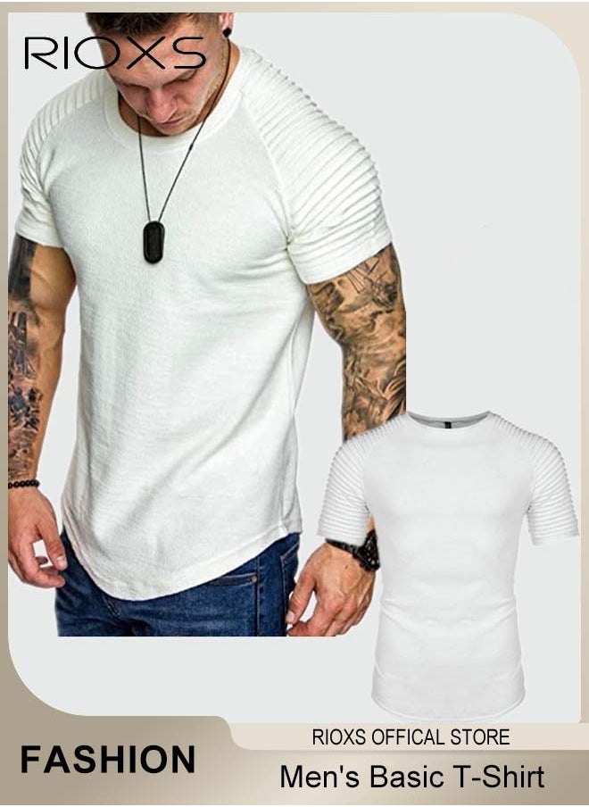RIOXS - Men's T-Shirt, Basic Slim Fit Tops For Men, Casual Short Sleeve Tops, Lightweight Crew Neck T Shirts, Comfy Breathable Athletic T-shirts, Gym Workout Tee Shirts For Men - Image 1