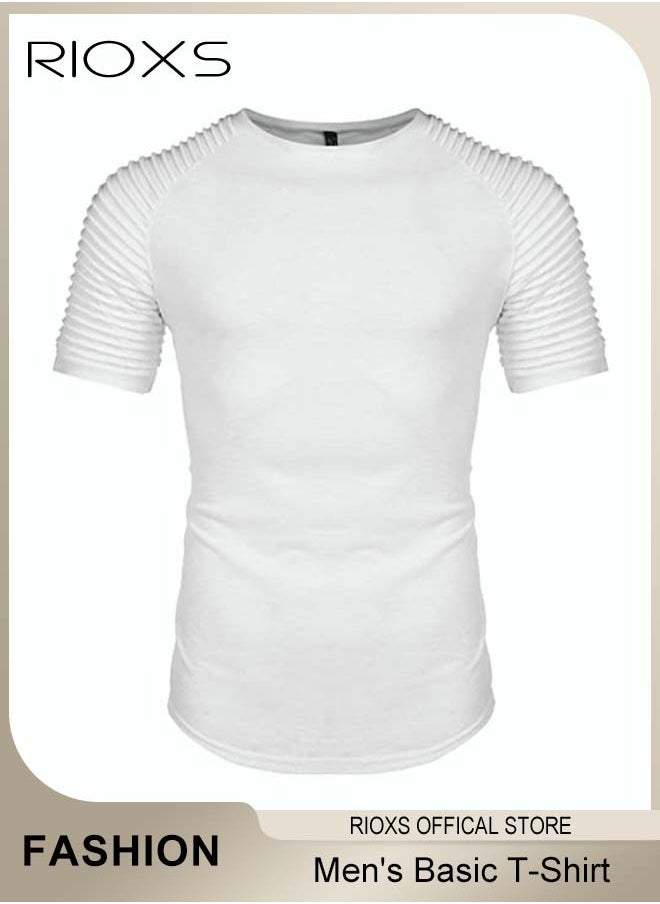 RIOXS - Men's T-Shirt, Basic Slim Fit Tops For Men, Casual Short Sleeve Tops, Lightweight Crew Neck T Shirts, Comfy Breathable Athletic T-shirts, Gym Workout Tee Shirts For Men - Image 1
