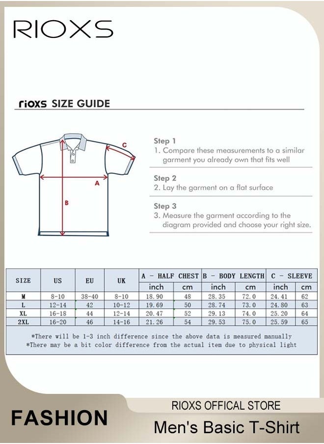 RIOXS - Men's T-Shirt, Basic Slim Fit Tops For Men, Casual Short Sleeve Tops, Lightweight Crew Neck T Shirts, Comfy Breathable Athletic T-shirts, Gym Workout Tee Shirts For Men - Image 1