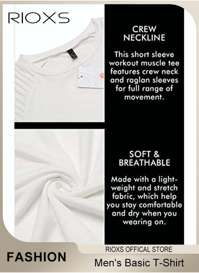 RIOXS - Men's T-Shirt, Basic Slim Fit Tops For Men, Casual Short Sleeve Tops, Lightweight Crew Neck T Shirts, Comfy Breathable Athletic T-shirts, Gym Workout Tee Shirts For Men - Image 1