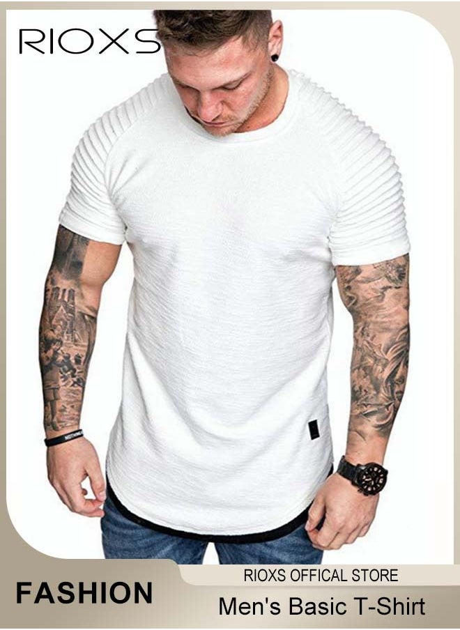 RIOXS - Men's T-Shirt, Basic Slim Fit Tops For Men, Casual Short Sleeve Tops, Lightweight Crew Neck T Shirts, Comfy Breathable Athletic T-shirts, Gym Workout Tee Shirts For Men - Image 1